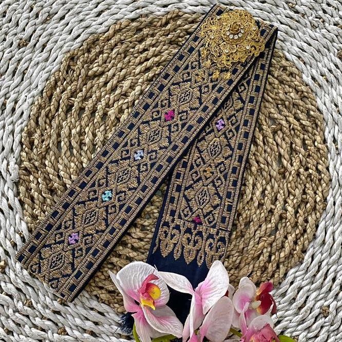 SELENDANG SONGKET BORDIR EMAS/ OBI BORDIR / OBI SONGKET BORDIR / SELENDANG BALI / IKAT PINGGANG WANI