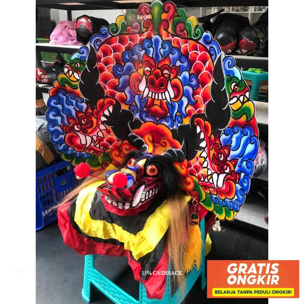 Banyak Diskon  Barongan Caplok Kayu Coret Full Set Lengkap / Barongan Dewasa Jumbo Plipit Romo / Bar