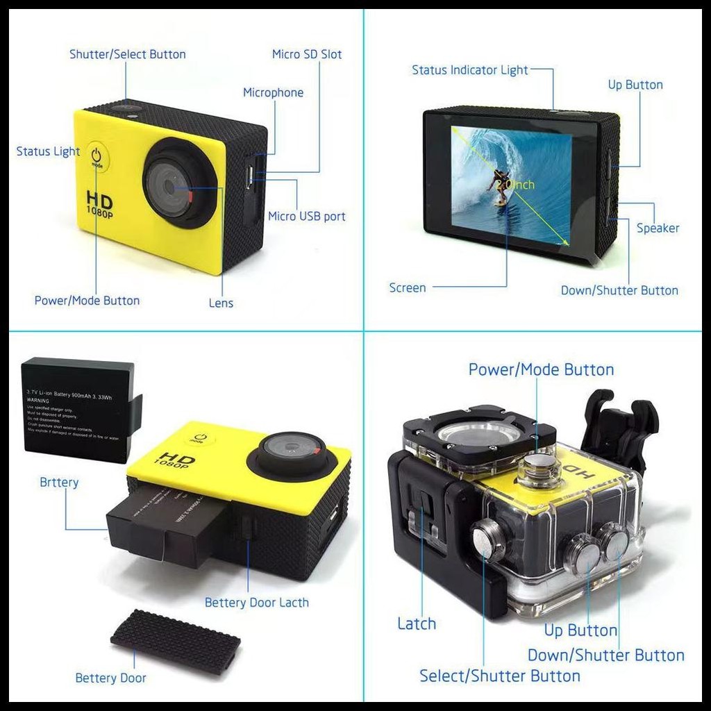 (,DALAM STOK)SPORTS CAMERA KOGAN 4K ULTRA FULL HD DV 20MP WI-FI KAMERA SPORT ACTION 4K HD / WIFI KAM