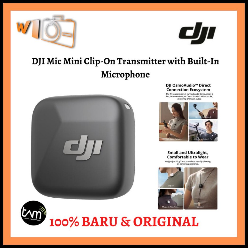 DJI MIC MINI CLIP-ON TRANSMITTER WITH BUILT-IN MICROPHONE -DJI MIC MINI TRANSMITTER