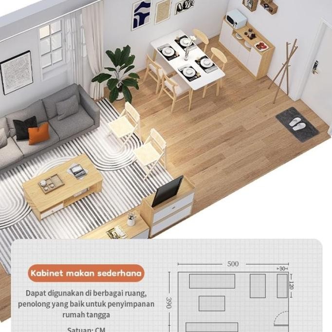 Bufet Lemari penyimpanan kayu / lemari penyimpanan sederhana / lemari penyimpanan multifungsi / lema