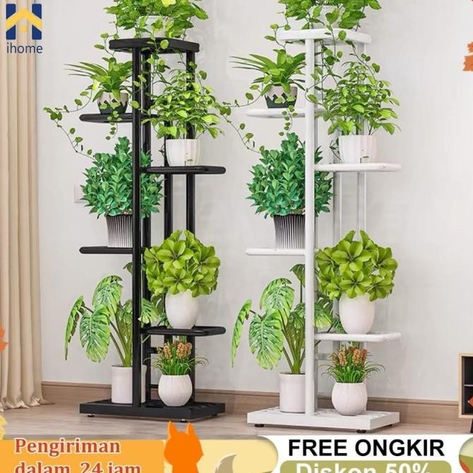 Rak Bunga Besi Rak Pot Bunga Rak Susun Penyimpanan Pot Bunga Besi Standing Pot Susun 3/6/8