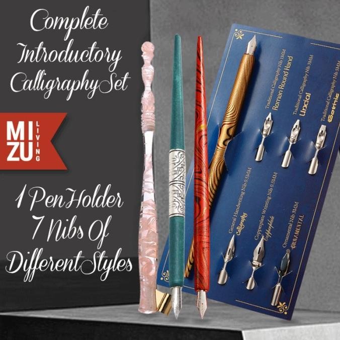 

MIZU COPPERPLATE Calligraphy Set Kaligrafi 1 Dip Pen Holder 7 Nibs by Radhiant official