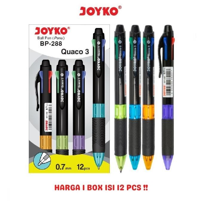 

Ball Pen / Pulpen / Pena Joyko BP-288/ Quaco 3/ 0.7 mm/ 4 Warna by Radhiant official