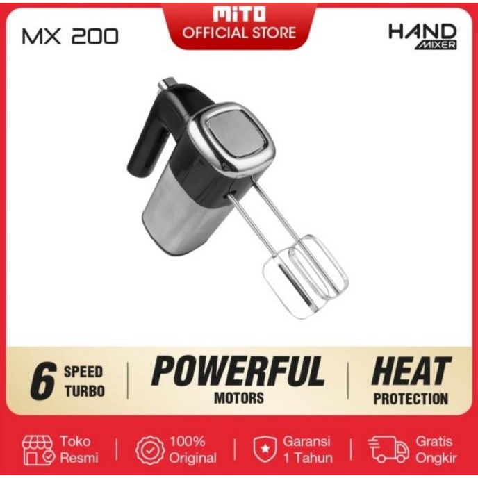 Baru Hand Mixer Mito MX 200 Mixer Tangan Mito 200 Mitochiba Stainless Turbo