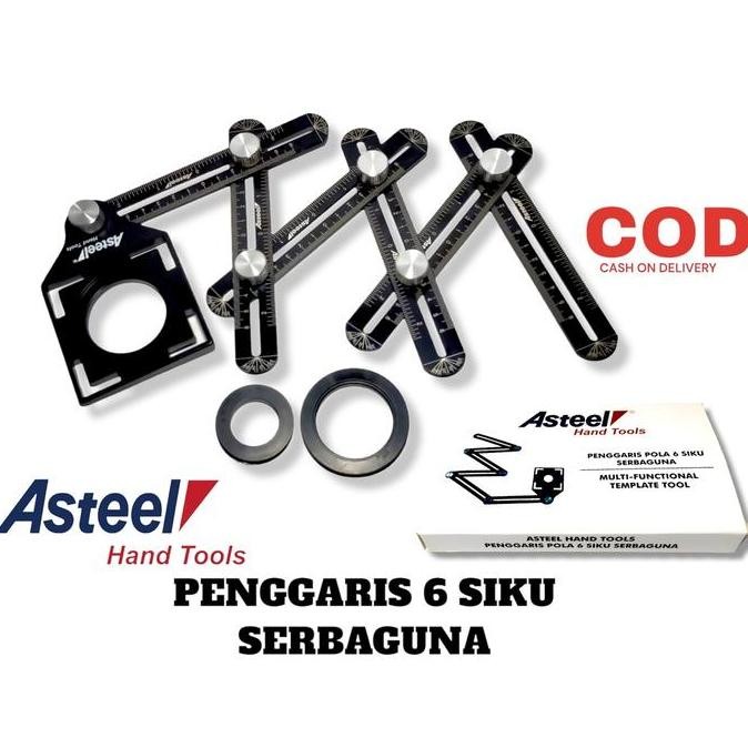 

ASTEEL Penggaris keramik lipat 6 sudut siku anti karat multifungisi alumunium alloy best quality by Radhiant official