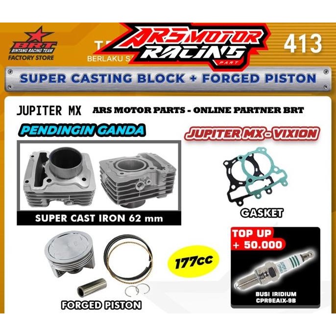 New BLOK PISTON BRT CASTING DOUBLE COOLER MX KING . VIXION . R15 . 62 MM