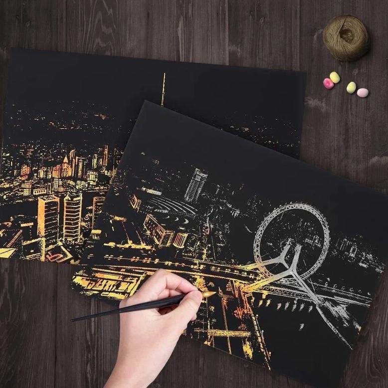

New York City Night View Travel Paris Diy Picture Home Decoration Scratch Painting Canvas Christmas Gift Art Supplies