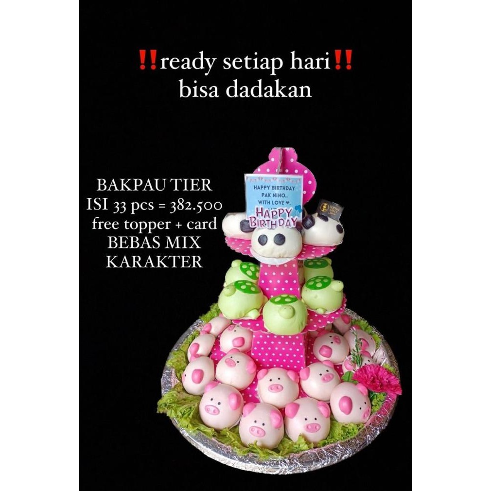 

Murah Bakpao Tier Isi 33 Pcs - Free Topper Dan Card - Ready Setiap Hari