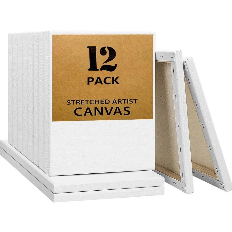 

12 Sets Of Mini Stretched Artist Canvas Board White Blank Boards Wooden Oil Paint Artwork Painting Diy Interesting Board