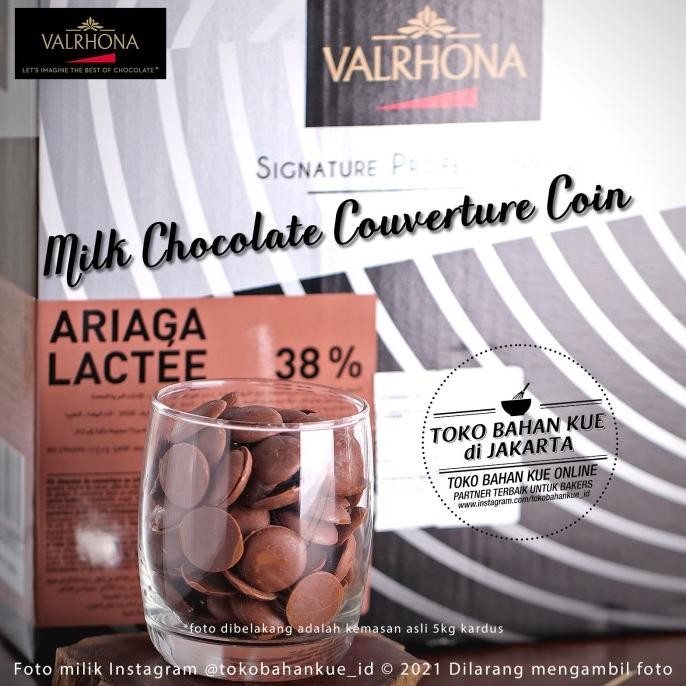 

TERSEDIA Valrhona Ariaga Lactee 38% 100gr Milk Chocolate Couverture Coin Coklat