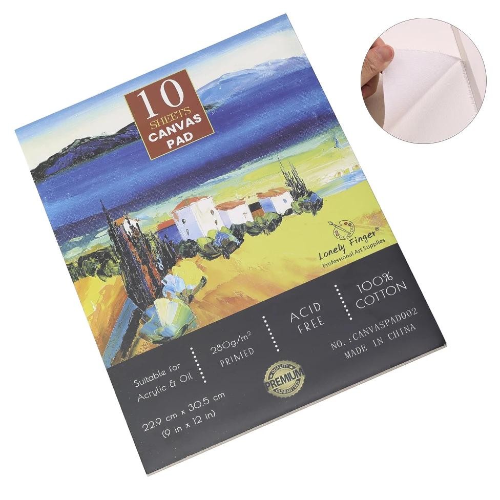 

Canvas Paper, 10 Sheets 9" X 12" 280G Primed Acid-Free Artist Paper For Adults And Students - Oil Paint, Acrylic Paint