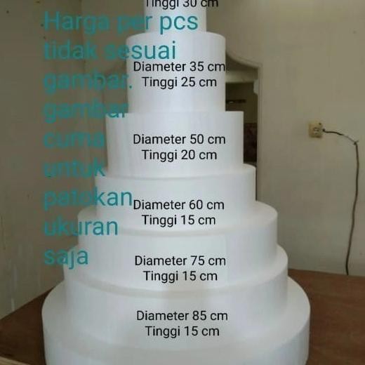 

Bulat Diamter 100 (Kotak 100X100) Tinggi 11-15Cm Dummy Cake Styrofoam Best Seller