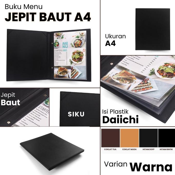

Buku Menu Jakarta - Buku Menu Kulit Jepit Baut Isi Plastik A4 & 15x30cm Hitam, Coklat Muda, Coklat Tua - Cafe, Coffee Shop, Restoran, Hotel murah