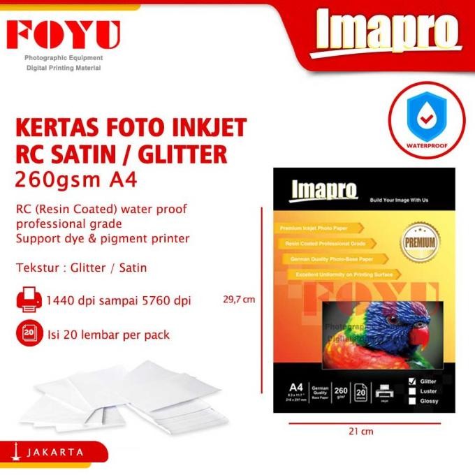 

Kertas Foto Inkjet Imapro Professional Rc Glitter 260Gsm A4 Terbaru