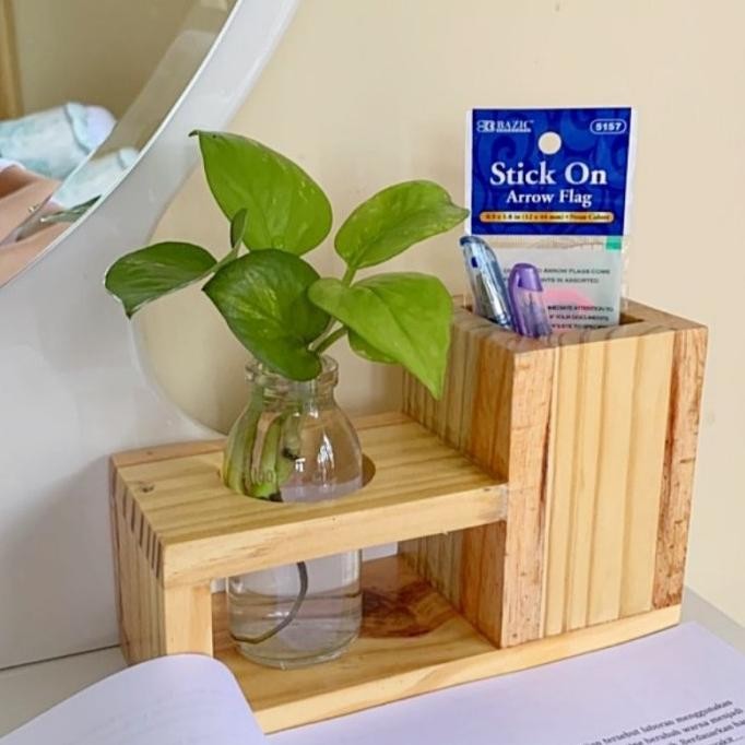 Rak Pulpen Pensil Kayu Tempat sendok Garpu Sumpit Vas Bunga Aesthetic Terlaris