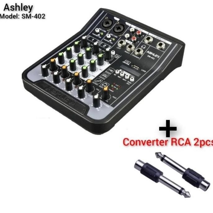 Baru AUDIO MIXER 4 CHANNEL ASHLEY SM 402 BONUS 2 JACK OUTPUT