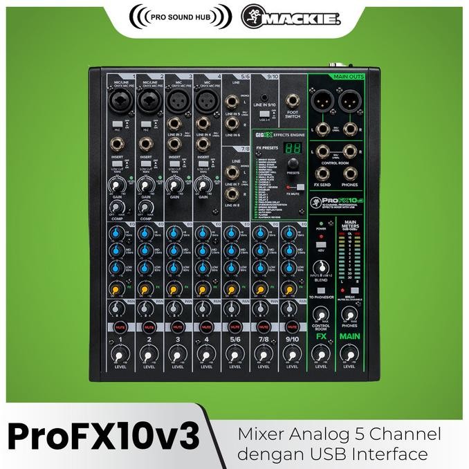 Baru Mackie ProFX10v3 ProFX10 v3 Mixer 10 In 4 Channel USB Audio Interface