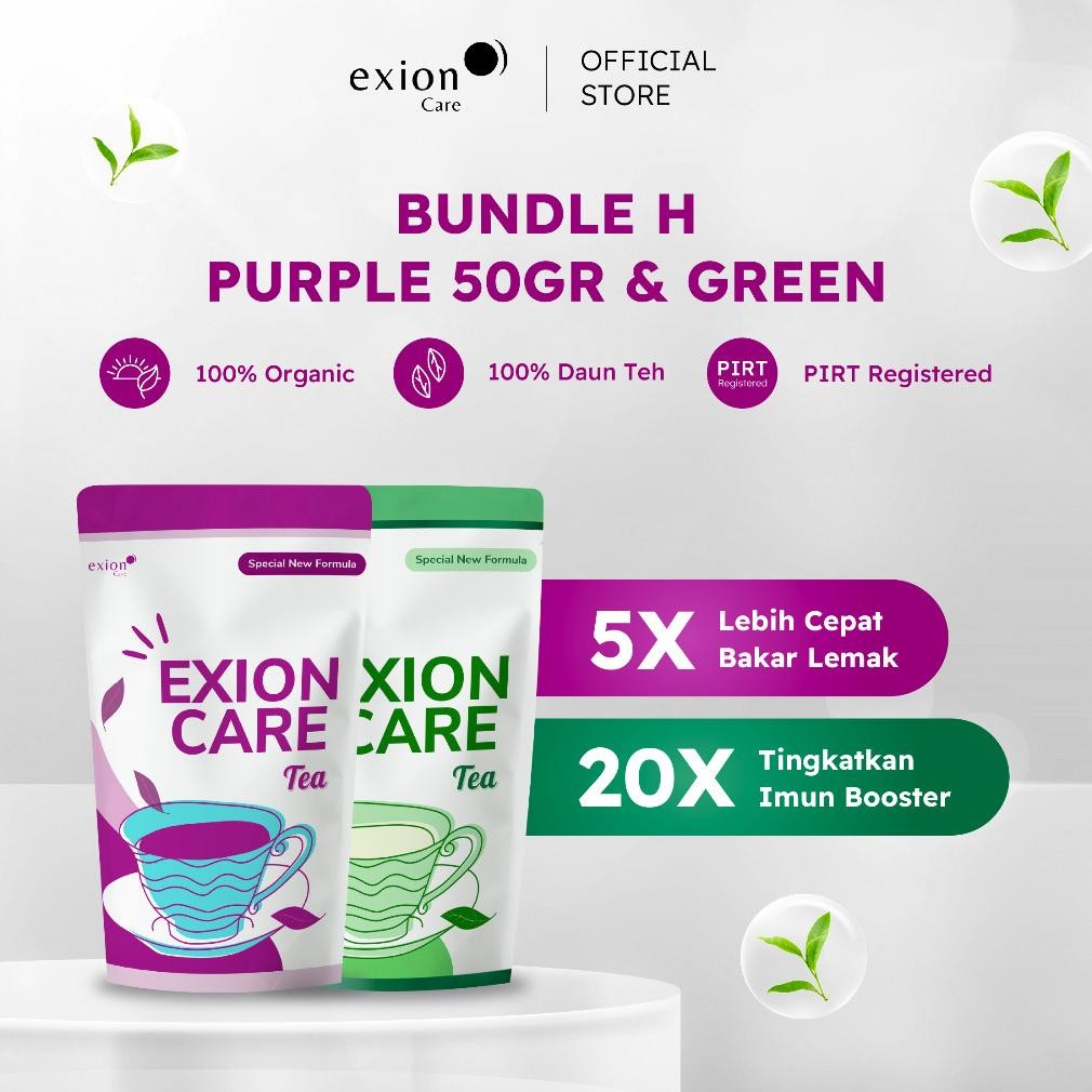 

Exioncare Bundle (H) tea Purple series - 50 gr & Tea Green Series 1 Pouch - Isi 20 Tea Bag | Teh Diet | Teh Detox | Teh Pelangsing | Slimming Tea | Detox Herbal Sistem Pencernaan