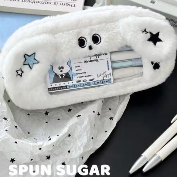 

Cute Kitten Puppy Plush Pencil Case Large Capacity Pen Bag Student School Pencil Bags for Girl Study Stationery School Supplies murah