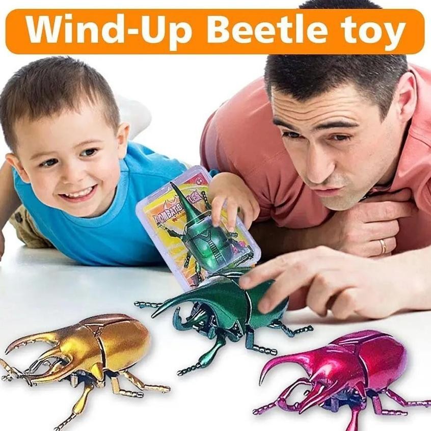 Premium Mainan Serangga Jalan Berputar Kumbang Badak TANPA BATERAI Mainan Edukasi Simulasi Binatang 