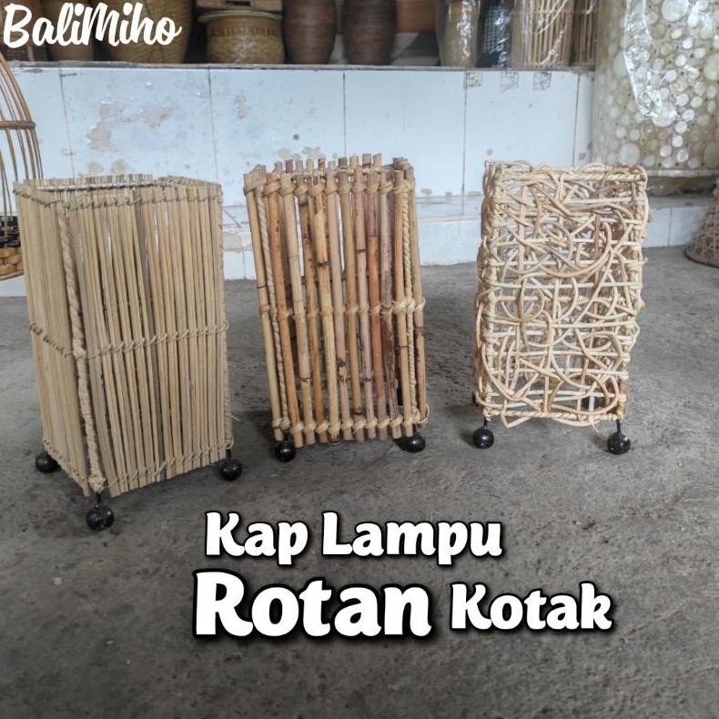 Living Kap Lampu Rotan Kotak/Kap Lampu Rotan/Lampu Rotan/Kap Lampu Kotak/Kap Lampu Cafe/Lampu Kayu -