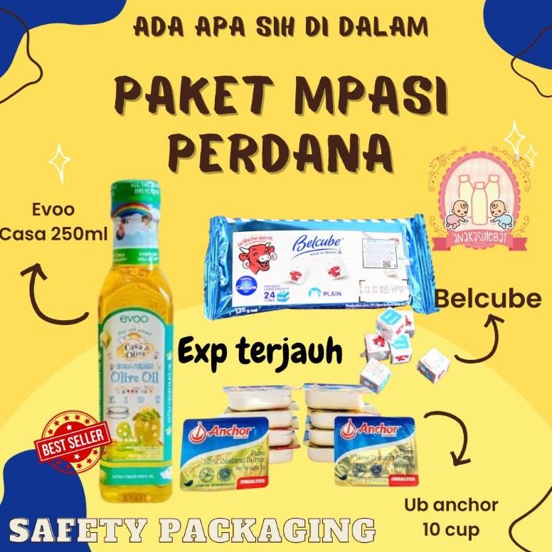 PAKET MPASI BAYI LENGKAP KEJU BELCUBE ANCHOR UNSALTED BUTTER MINYAK EVOO CASA DI OLIVA CANOLA OIL- P