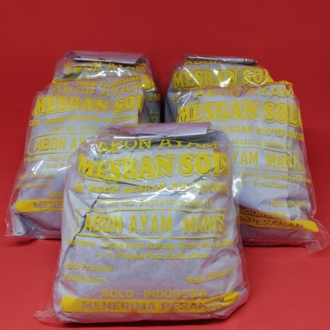 

Promo Abon Ayam Mesran Solo (250 Gr)