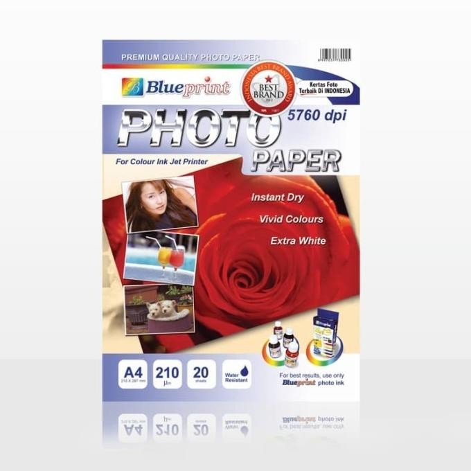 

Kertas Foto A4 Blueprint Glossy Photo Paper 210 Micron A4 - 20 Lembar Promo