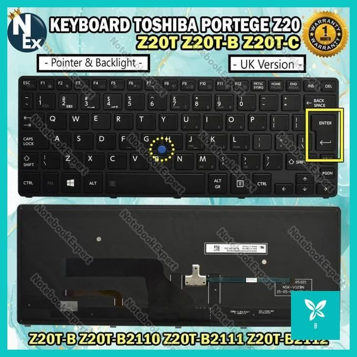 | AHN | KEYBOARD TOSHIBA PORTEGE Z20 Z20T Z20T-B Z20T-B2110W8 BACKLIGHT POINTER