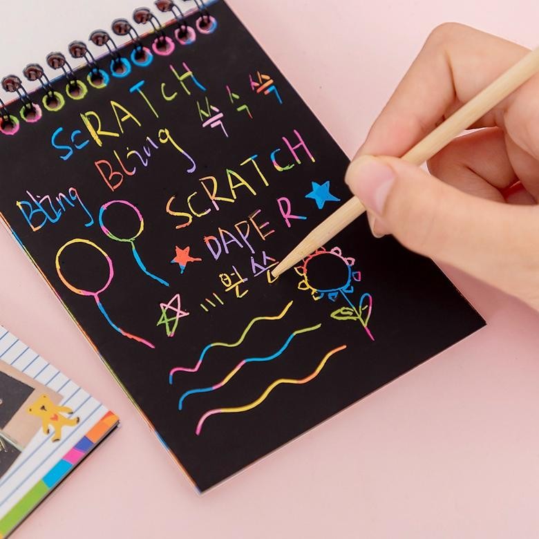 

Fx-45 Scratch Note Magic Kecil 14Cm X 10Cm / Buku Gambar Gores Magic