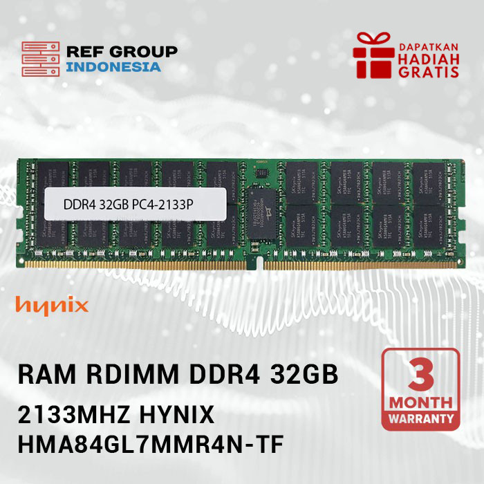 Memory untuk HP/DELL Server RAM DDR4 32GB Xeon 2Rx4 ECC 2133MHz Hynix HMA84GL7MMR4N-TF ORIGINAL