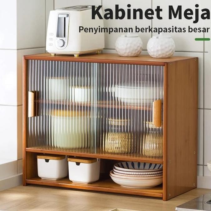 E-TIFE Rak makanan / Rak Piring / Rak Dapur / Lemari Dapur / Rak Dapur Bambu / Lemari Piring Minimal