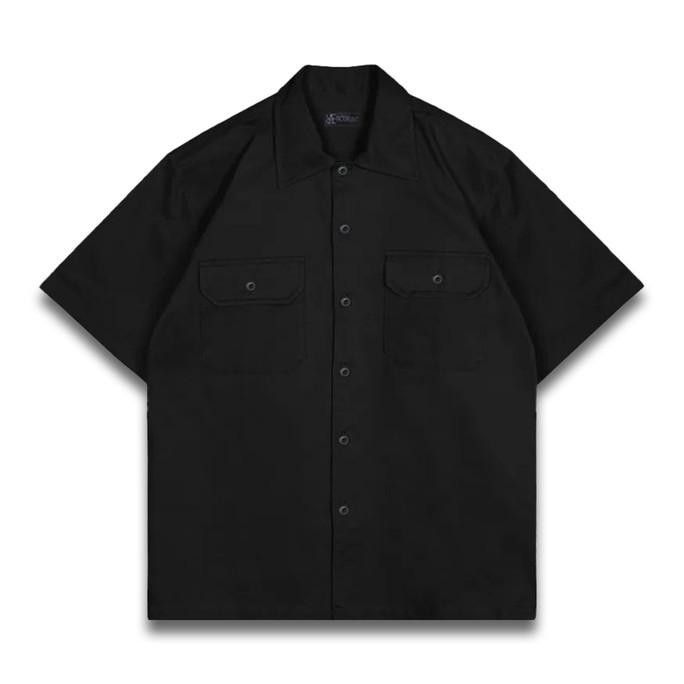 Promo Kemeja Pdh Workshirt Hitam Pria Reevant Big Size Jumbo M-5Xl