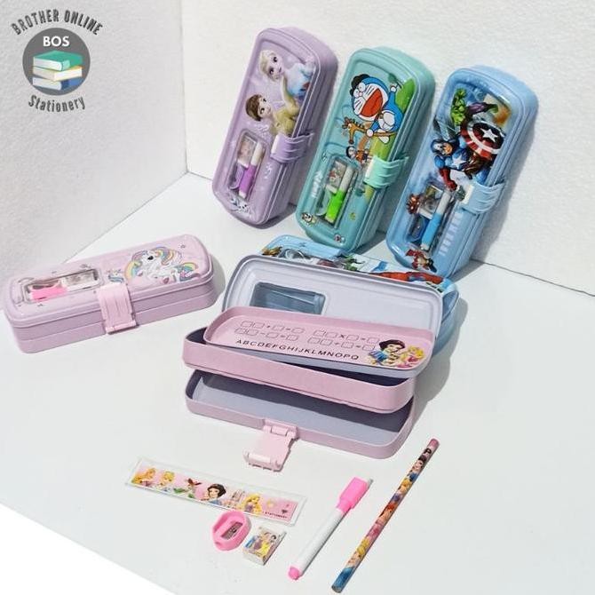 

Terbaru BOS Kotak Pensil Kaleng Set+WB 3 susun/Tempat Pensil/Tin Pencil Case Tulis Penghapus