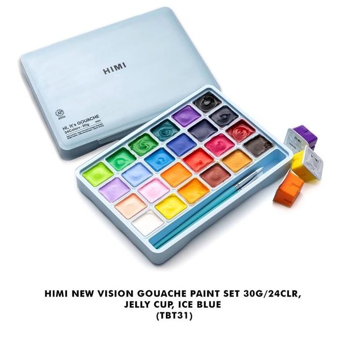 

TERMURAH - MIYA HIMI Gouache Paint Set 30 G Isi 24 Colors Jelly Cup New Vision - Cat Lukis Gouache 30 gr x 24 Warna Mewarnai Menggambar Anak Dewasa