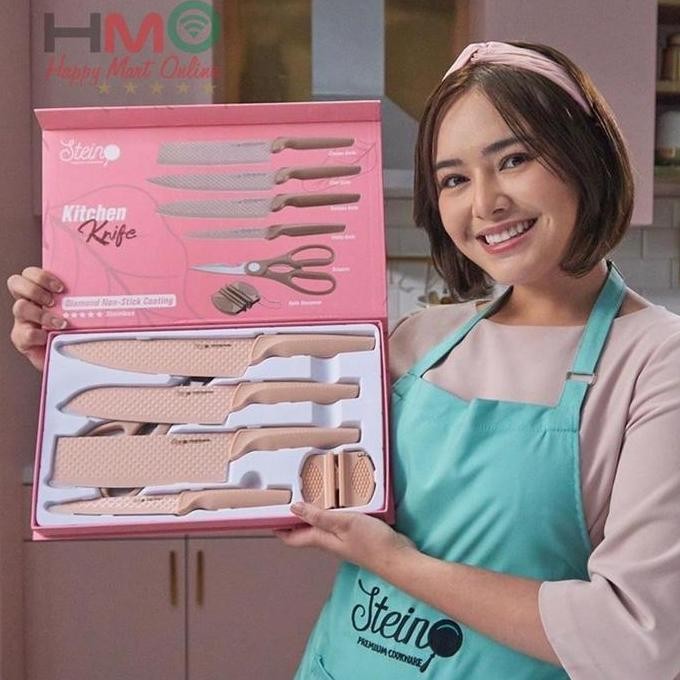 ready diamon knife set steincookware 5 pcs free pengasah pisau set stein cookware ori