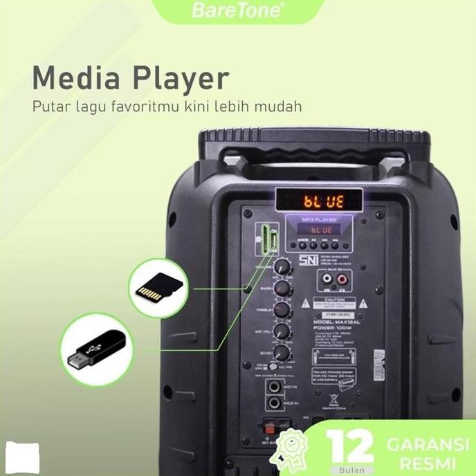 Promo Speaker Portable Baretone  12Inch Max 12Al Original Bluetooth Wireless