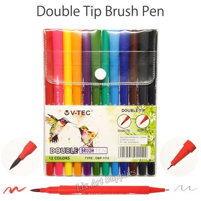 

Tersedia V Tec Double Brush Pen Pulpen Kuas Ujung Ganda 12 24 Warna
