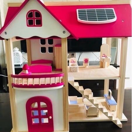 Rumah rumahan kayu mainan anak wooden doll house barbie mini toy besar H32S