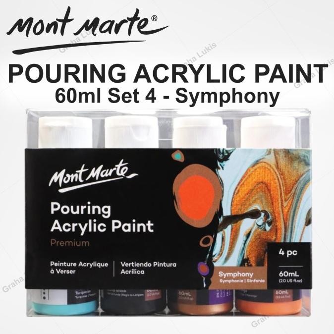 

TERBARU - Mont Marte Premium Pouring Acrylic Paint 60ml (2oz) 4pc Set - Symphony