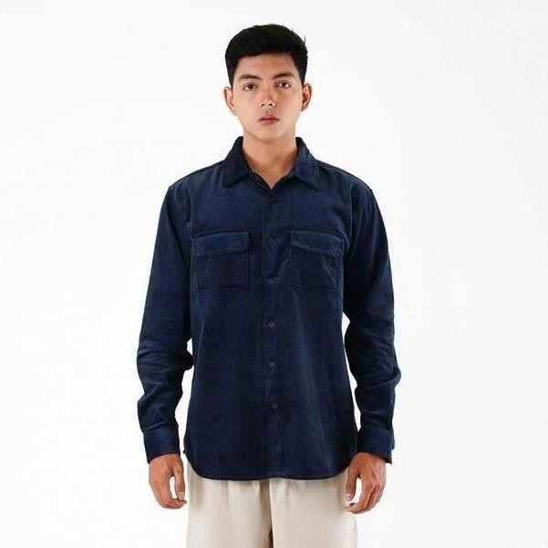 Promo 3Second Kemeja Casual Corduroy Pria Relaxed Fit Katun Seth C030923 Tangan Panjang