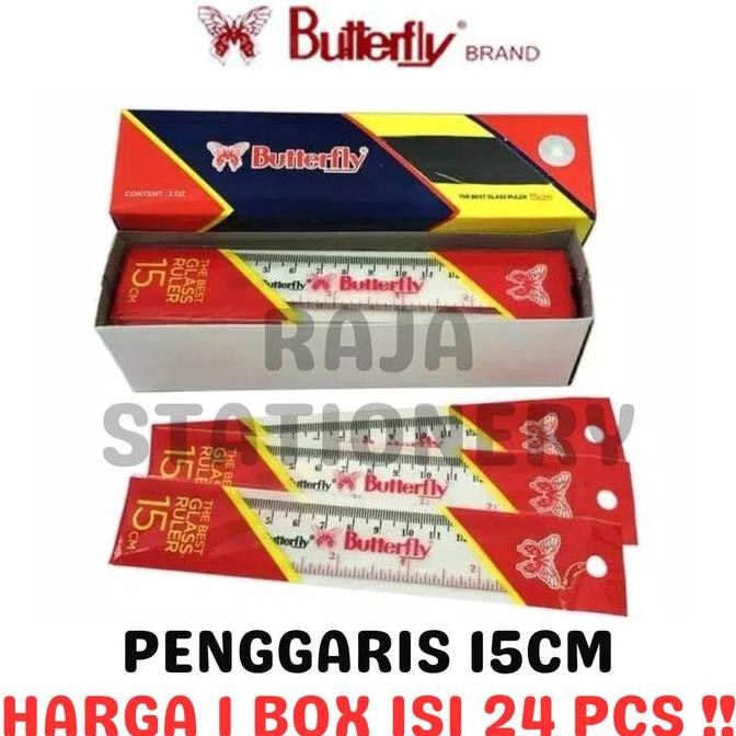 

siap kirim butterfly ruler 15cm transparent penggaris kupu kupu 15cm panjang transparan plastik box [24pcs]