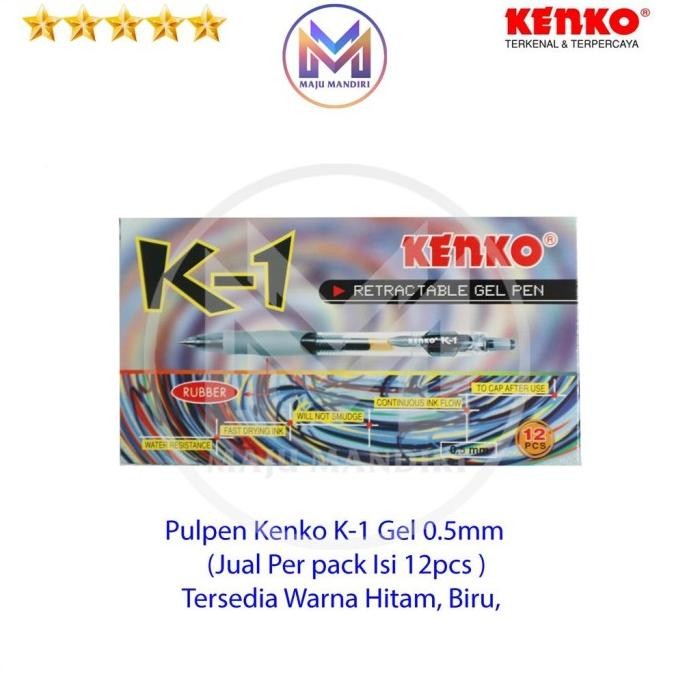 

Tersedia Pen Gel Kenko K1 Cetek / Pulpen Cair K-1 Hitam - Biru