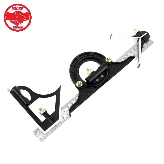 

siap kirim combination square 12" (300mm) | penggaris mistar siku l busur derajat kemiringan sudut kayu waterpass multifungsi