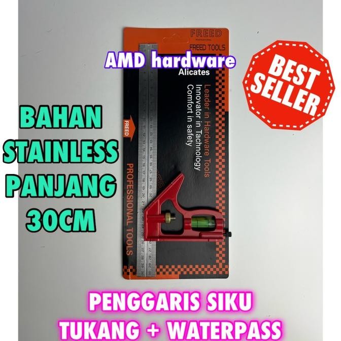 

siap kirim penggaris siku/ combination try square stainless steel c-mart