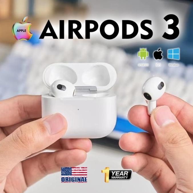 Original App1e AirPods 3 Generation 2023 / AirPods Gen 3 AirPods iPhone With Wireless Charging Case 