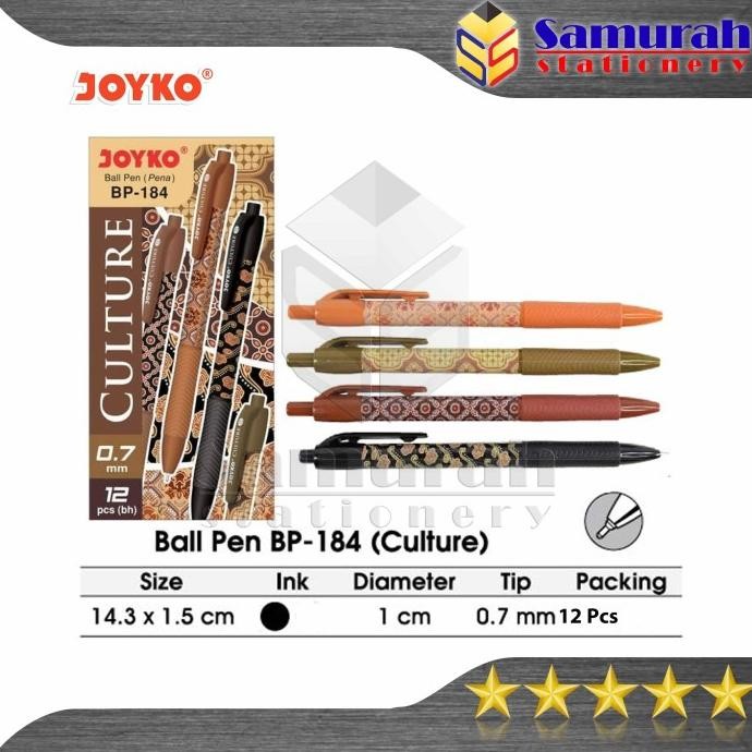 

Tersedia Pulpen Joyko Culture Batik Bp 184 / Ball Pen Bp-184 Hitam Batik 0.7 Mm
