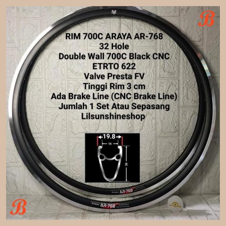 [LSS] VELG RIM 700C 32H ARAYA AR768 RIMS 700 DOUBLE WALL 3CM FIXIE ROADBIKE