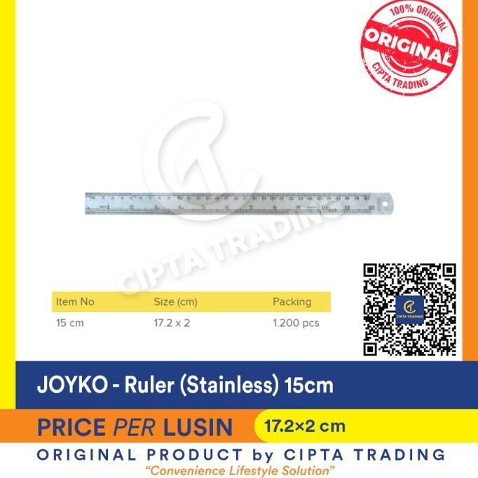 

siap kirim penggaris besi / stainless steel ruler - joyko - 15 cm (dozen)
